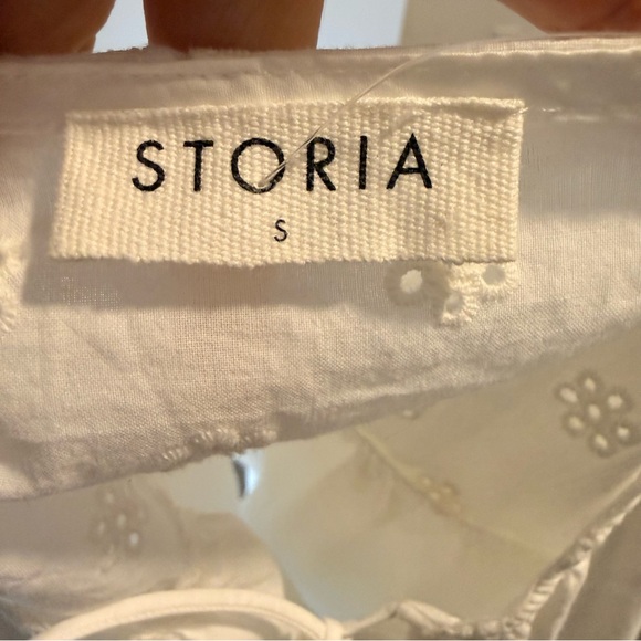Storia Cotton White Tie-Front Blouse size S - Picture 7 of 9